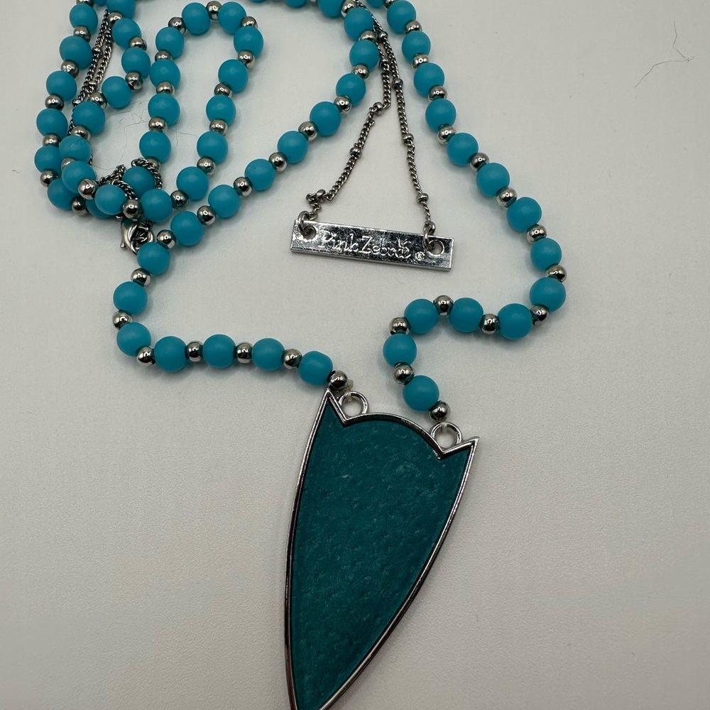 Turquoise Beaded Necklace with Silver Accents